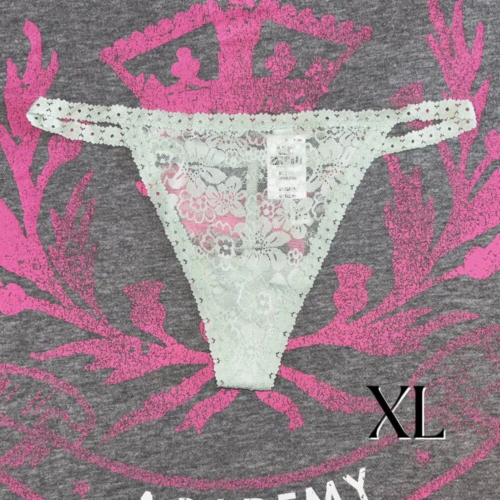 NWT Victoria’s Secret PINK Wink V String Thong Floral Lace Panty Mint Green XL
